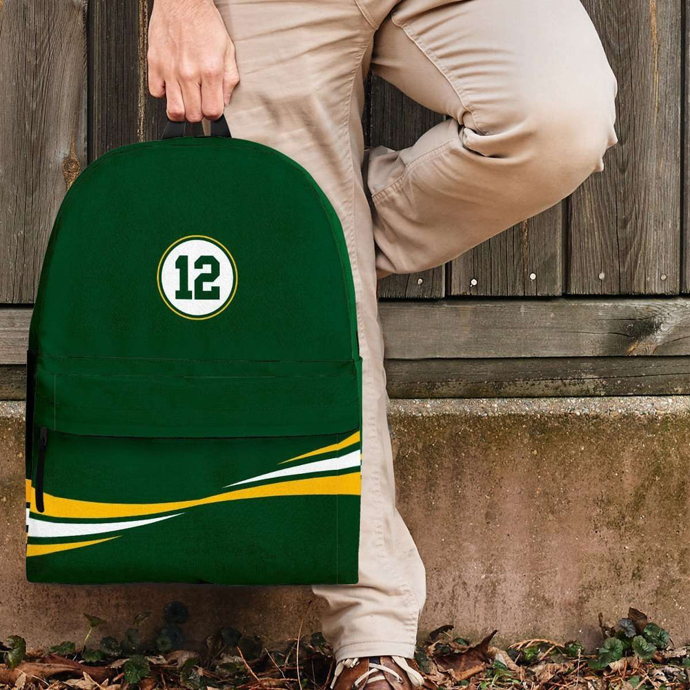 Designs by MyUtopia Shout Out:#12 Green Bay Fan Backpack,Large (18 x 14 x 8 inches) / Adult (Ages 13+) / Green,Backpacks