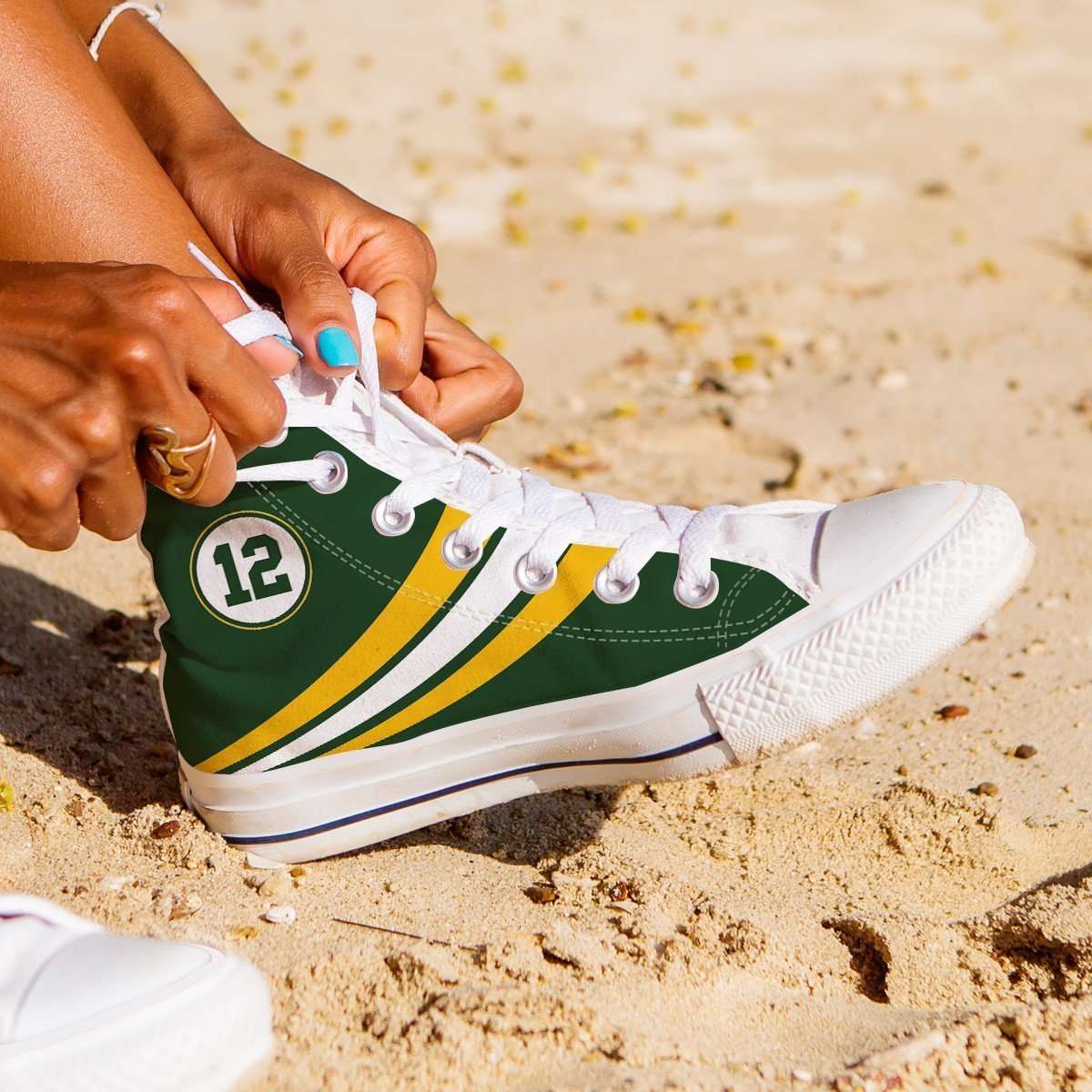 Designs by MyUtopia Shout Out:#12 Green Bay Fan Canvas High Top Shoes,Women's / Ladies 6 (EU36) / Green,High Top Sneakers