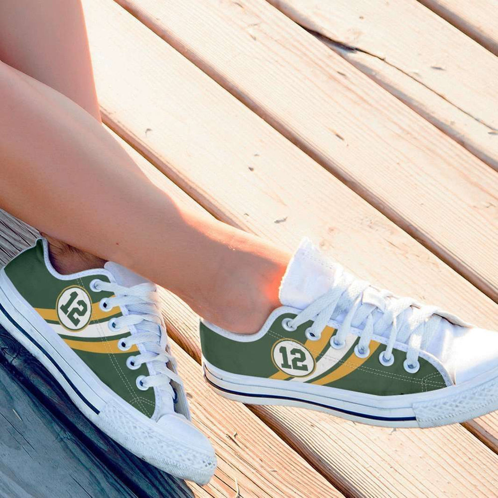Designs by MyUtopia Shout Out:#12 Green Bay Fan Canvas Lowtop Shoes,Women's / Women's US6 (EU36) / Green,Lowtop Shoes