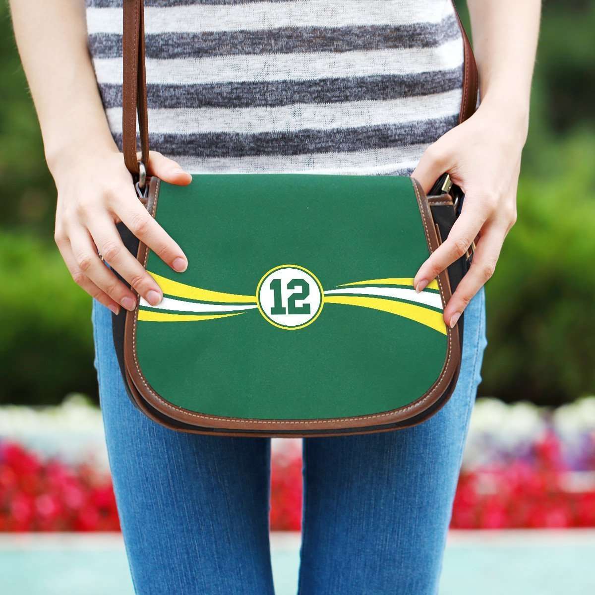 Designs by MyUtopia Shout Out:#12 Green Bay Fan Canvas Saddlebag Style Crossbody Purse