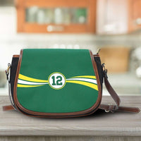 Load image into Gallery viewer, Designs by MyUtopia Shout Out:#12 Green Bay Fan Canvas Saddlebag Style Crossbody Purse
