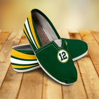 Load image into Gallery viewer, Designs by MyUtopia Shout Out:#12 Green Bay Fan Casual Canvas Slip on Shoes Women&#39;s Flats,US6 (EU36) / Green/Yellow/White,Slip on Flats

