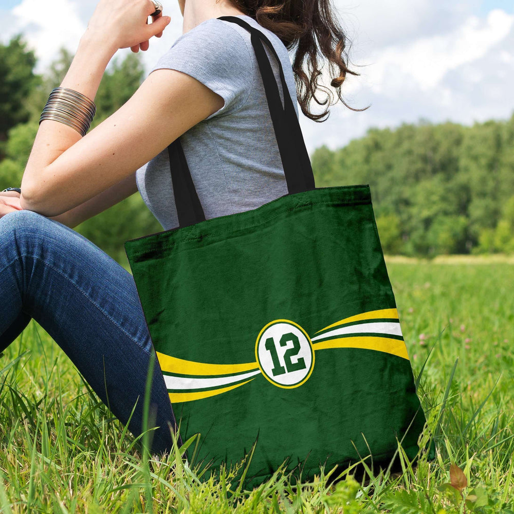 Designs by MyUtopia Shout Out:#12 Green Bay Fan Fabric Totebag Reusable Shopping Tote