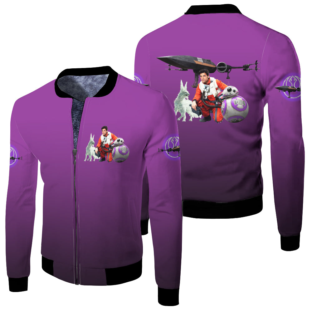 Inspired by Poe Fleece Lined Bomber Jacket Purple