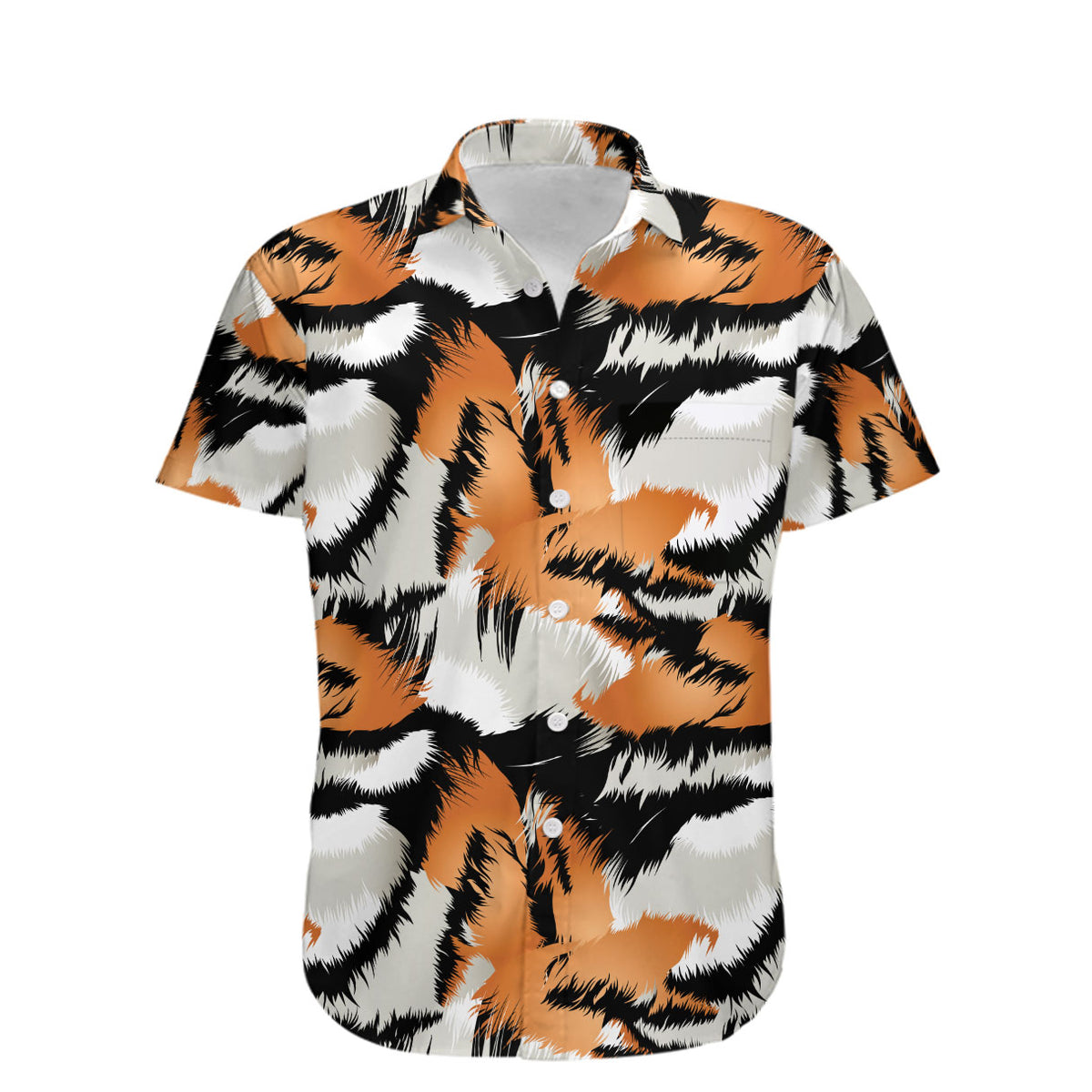 Tiger Print Hawaiian Button Down Dress Shirt
