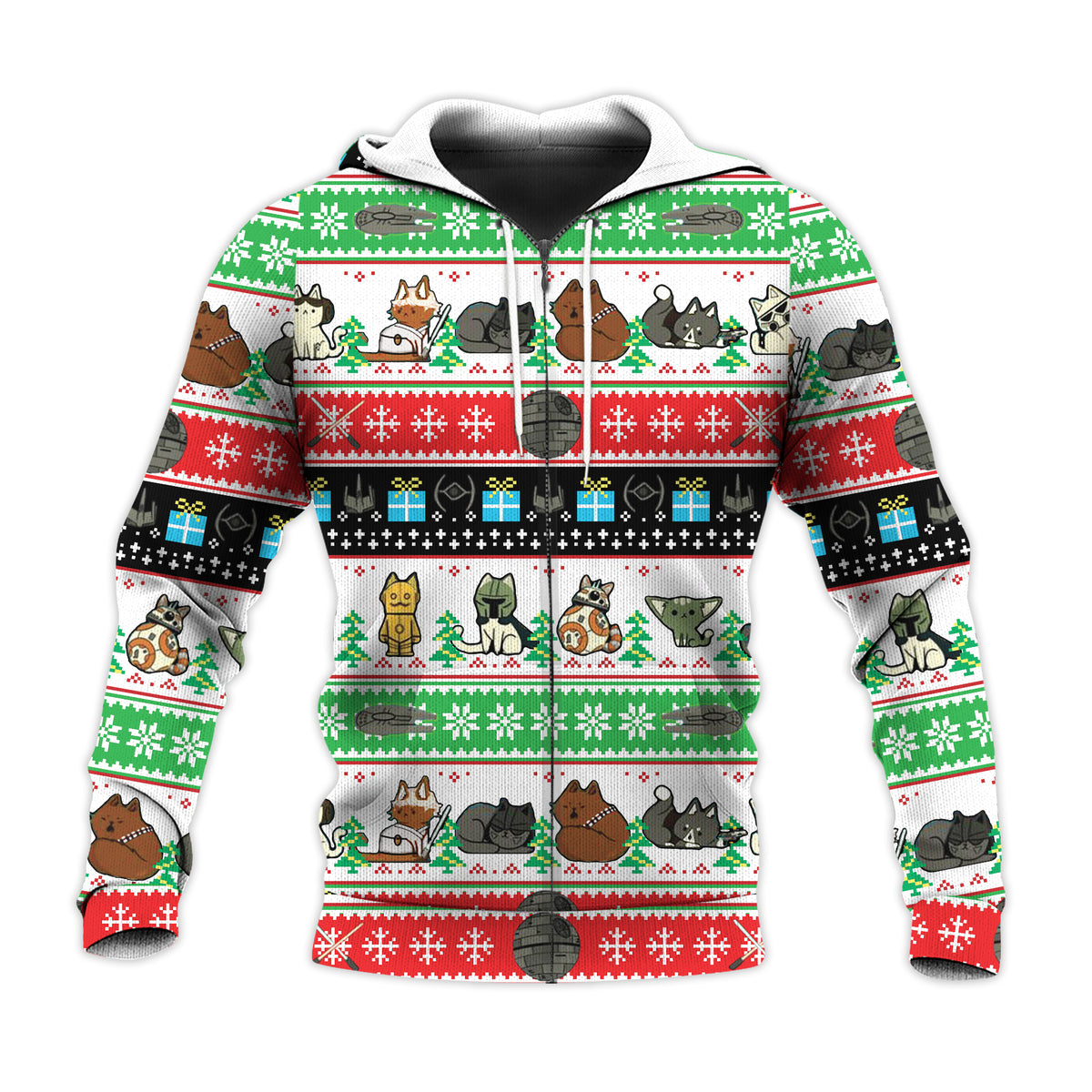 Kitten Wars Ugly Christmas Sweater hooded jacket