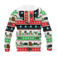 Load image into Gallery viewer, Kitten Wars Ugly Christmas Sweater hooded jacket
