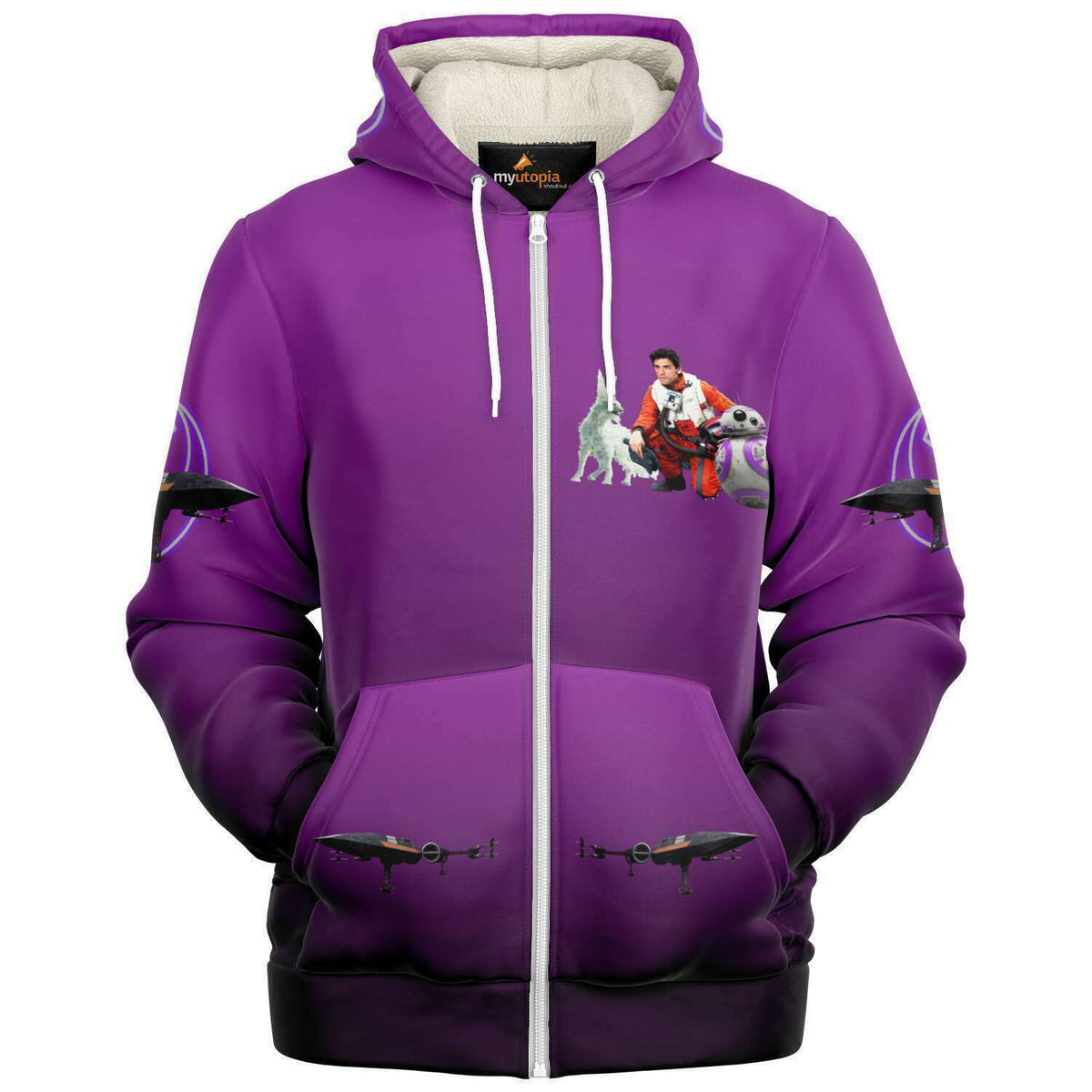 Inspired by Poe Micro Fleece Lined Hooded Jacket Purple