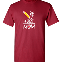 Load image into Gallery viewer, Designs by MyUtopia Shout Out:24 7 365 Mom Adult Unisex T-Shirt,Crimson / S,Adult Unisex T-Shirt
