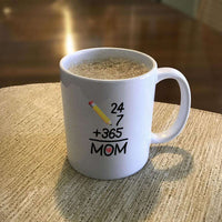 Load image into Gallery viewer, Designs by MyUtopia Shout Out:24 7 365 Mom Ceramic Coffee Mug - White,11oz / White,Ceramic Coffee Mug
