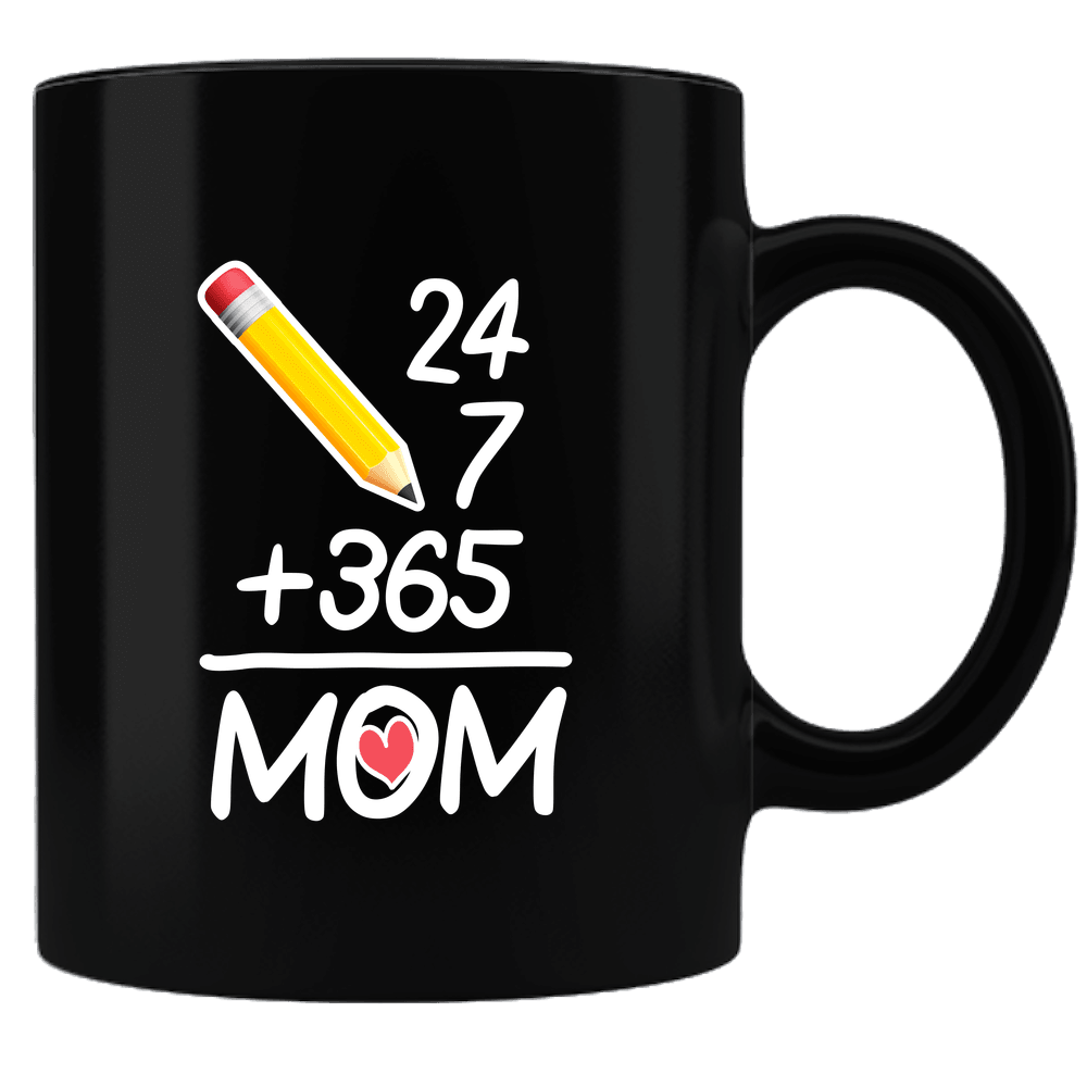 Designs by MyUtopia Shout Out:24 7 365 Mom Ceramic Coffee Mug,Black,Ceramic Coffee Mug