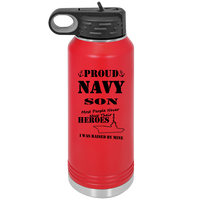 Load image into Gallery viewer, Proud Navy Son Laser Engraved Personalized 32 oz Polar Camel Water Bottle
