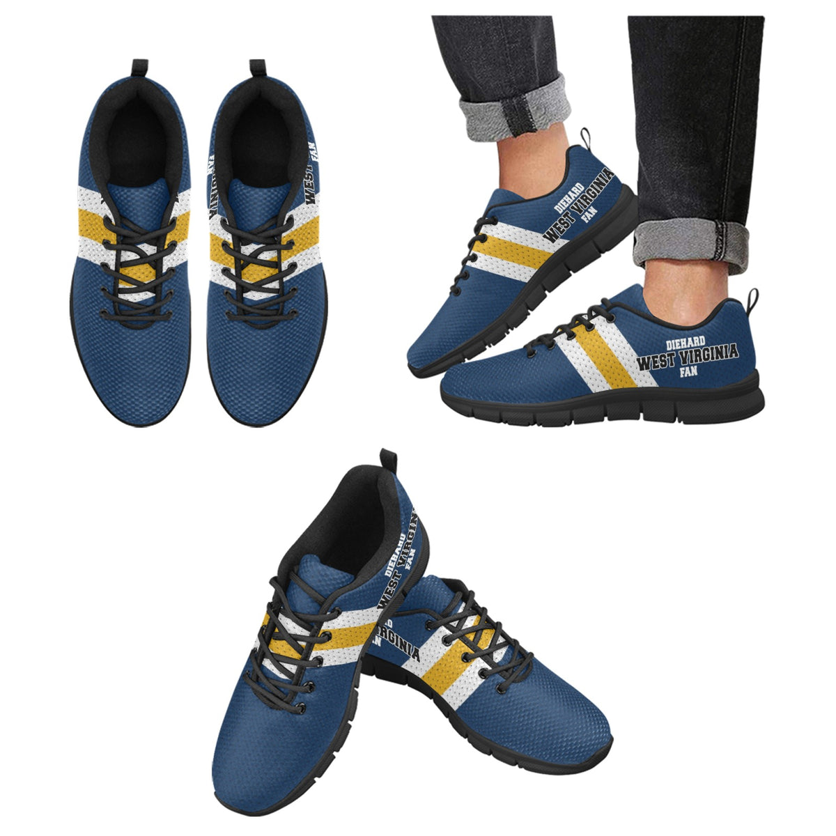 Diehard West Virginia Fan Mesh Fabric Running Shoes