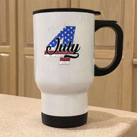 Load image into Gallery viewer, Designs by MyUtopia Shout Out:4 Flag July 14 oz Stainless Steel Travel Coffee Mug w. Twist Close Lid,White / 14 oz,Travel Mug
