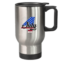 Load image into Gallery viewer, Designs by MyUtopia Shout Out:4 Flag July 14 oz Stainless Steel Travel Coffee Mug w. Twist Close Lid,Stainless / 14 oz,Travel Mug
