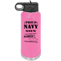 Load image into Gallery viewer, Proud Navy Son Laser Engraved Personalized 32 oz Polar Camel Water Bottle
