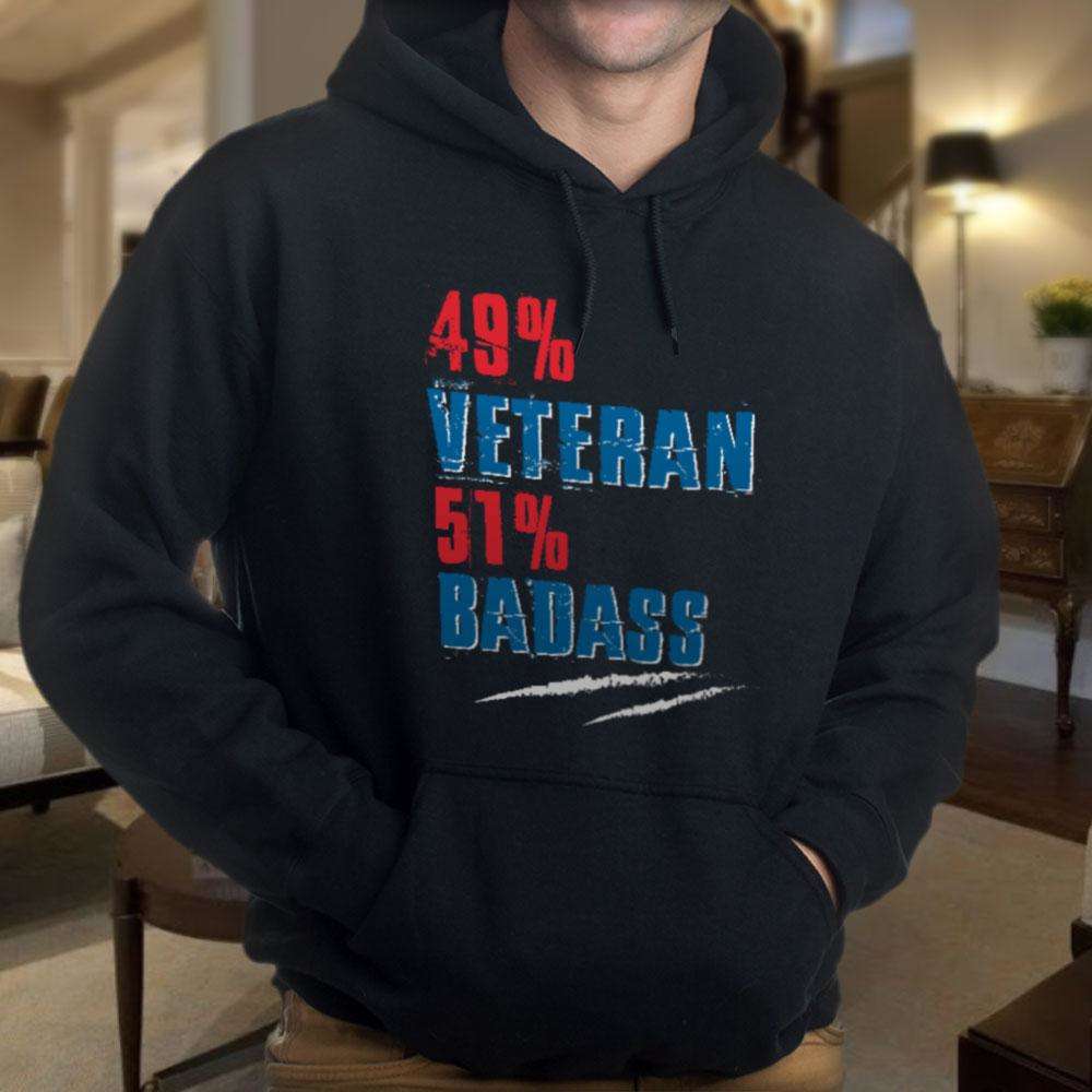 Designs by MyUtopia Shout Out:49% Veteran 51% BadAss Core Fleece Pullover Hoodie