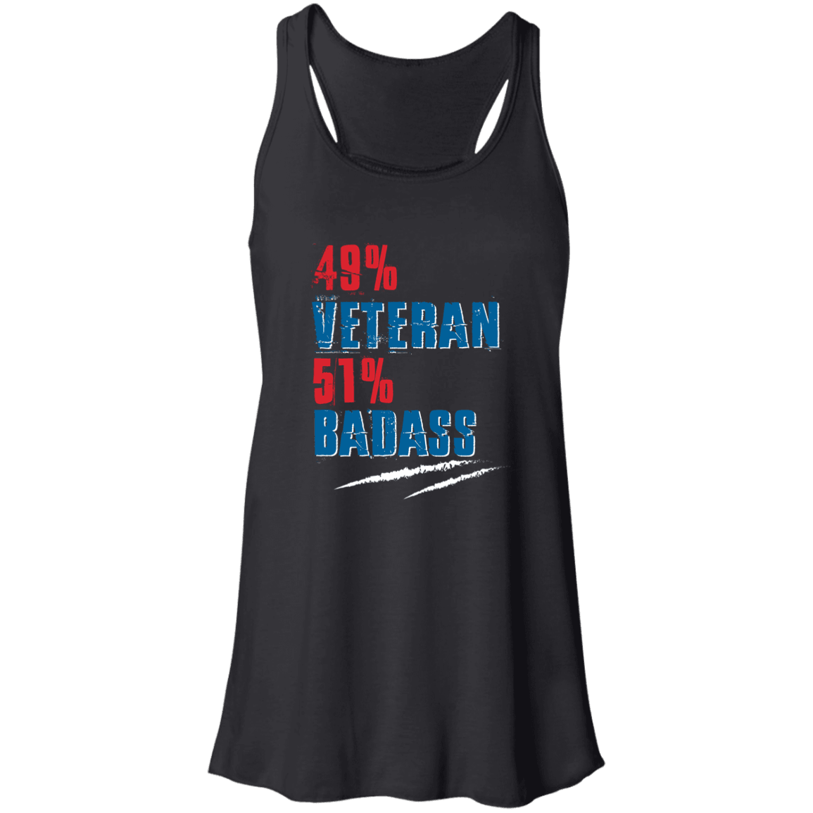 Designs by MyUtopia Shout Out:49% Veteran 51% BadAss Flowy Racerback Tank,X-Small / Black,Tank Tops