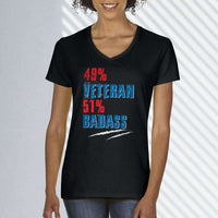 Load image into Gallery viewer, Designs by MyUtopia Shout Out:49% Veteran 51% BadAss Ladies&#39; V-Neck T-Shirt
