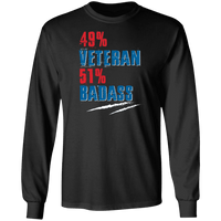 Load image into Gallery viewer, Designs by MyUtopia Shout Out:49% Veteran 51% BadAss Long Sleeve Ultra Cotton T-Shirt,Black / S,Long Sleeve T-Shirts
