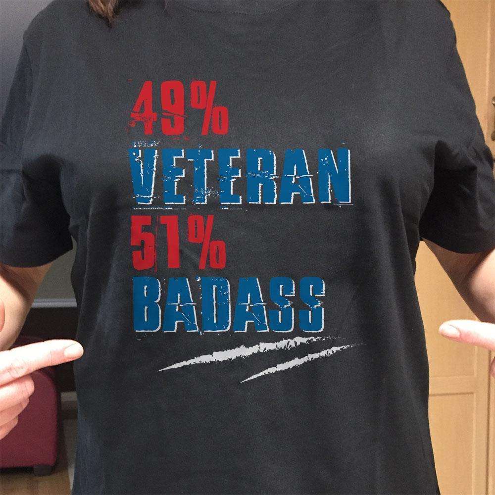 Designs by MyUtopia Shout Out:49% Veteran 51% BadAss Unisex Cotton Short Sleeve T-Shirt