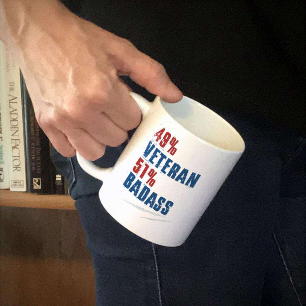 Designs by MyUtopia Shout Out:49% Veteran 51% BadAss White Ceramic Coffee Mug