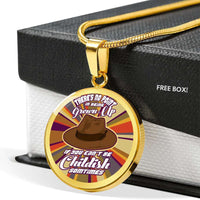 Load image into Gallery viewer, Designs by MyUtopia Shout Out:4th Doctor Who Quote No Point Being A Grown Up If You Can&#39;t Be Childish Engravable Keepsake Round Pendant Necklace
