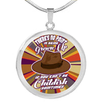 Load image into Gallery viewer, Designs by MyUtopia Shout Out:4th Doctor Who Quote No Point Being A Grown Up If You Can&#39;t Be Childish Engravable Keepsake Round Pendant Necklace
