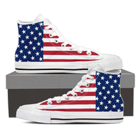 Load image into Gallery viewer, Designs by MyUtopia Shout Out:4th of July American Flag Canvas High Top Shoes,Mens / Mens 8 (EU40) / Red/White/Blue,High Top Sneakers

