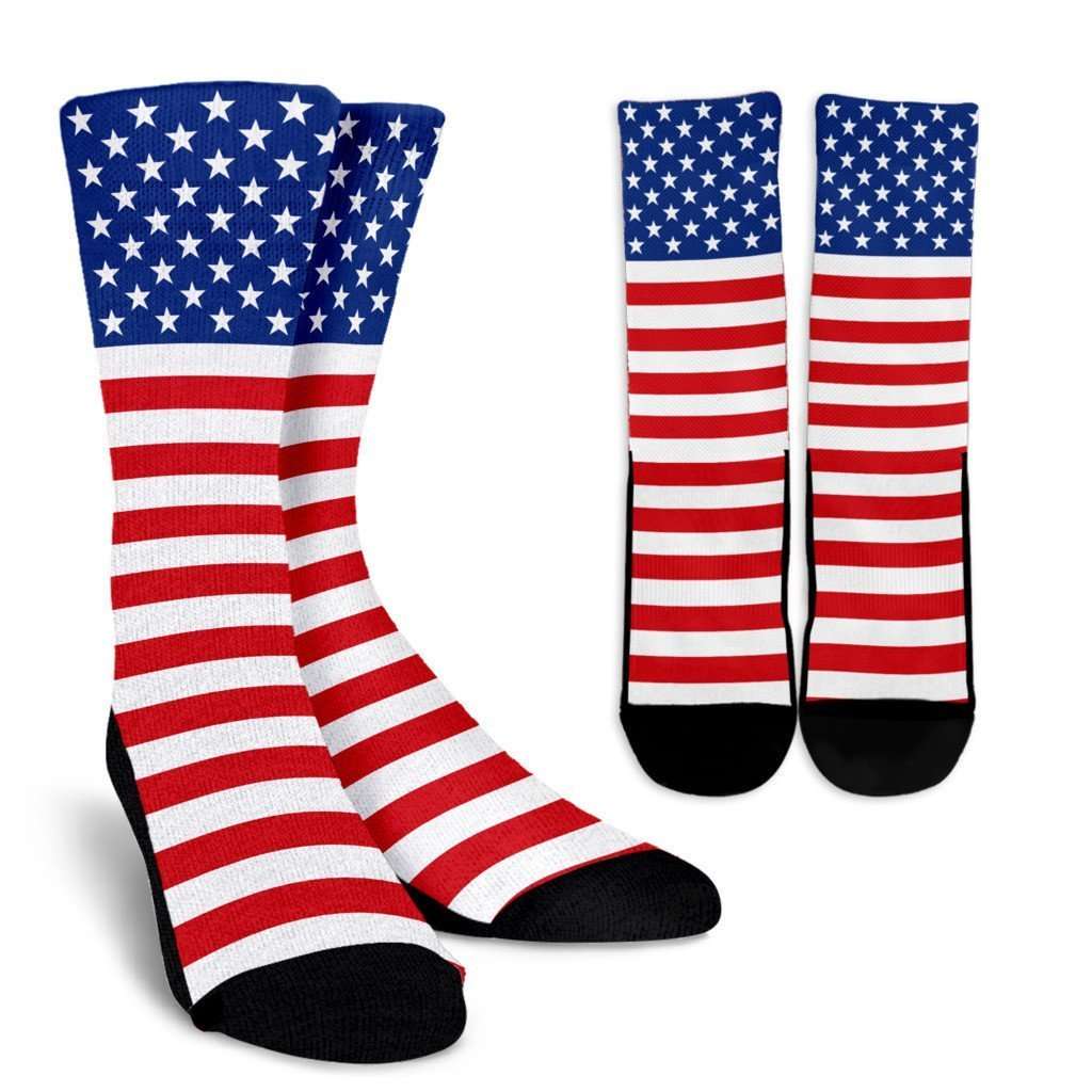 Designs by MyUtopia Shout Out:4th of July Crew Socks,Small/Medium / Red/Blue/White,Socks
