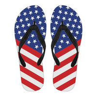 Load image into Gallery viewer, Designs by MyUtopia Shout Out:4th of July Flip Flops - Black (U),Ladies / Ladies - Small (US 5-6 /EU 35-37),Flip Flops
