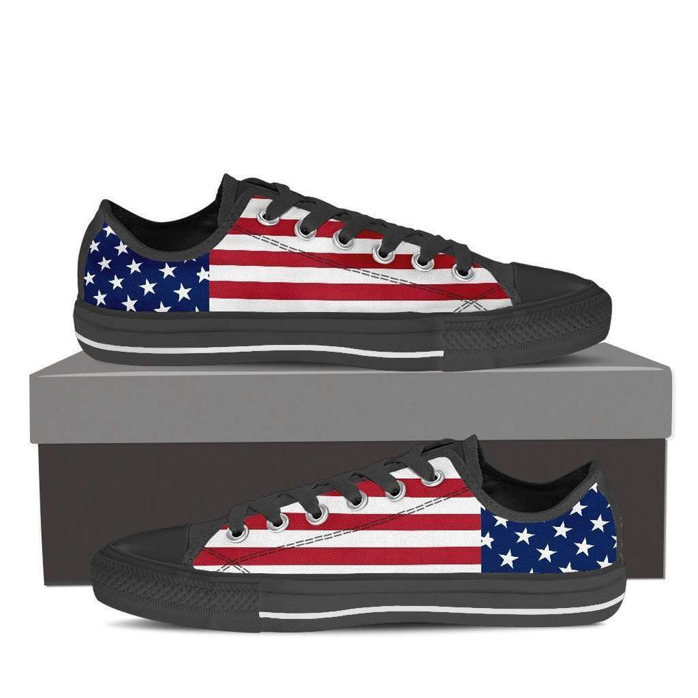 Designs by MyUtopia Shout Out:4th of July Low Top Canvas Sneakers - Black Soles,Ladies / Ladies 6 (EU36),Lowtop Shoes