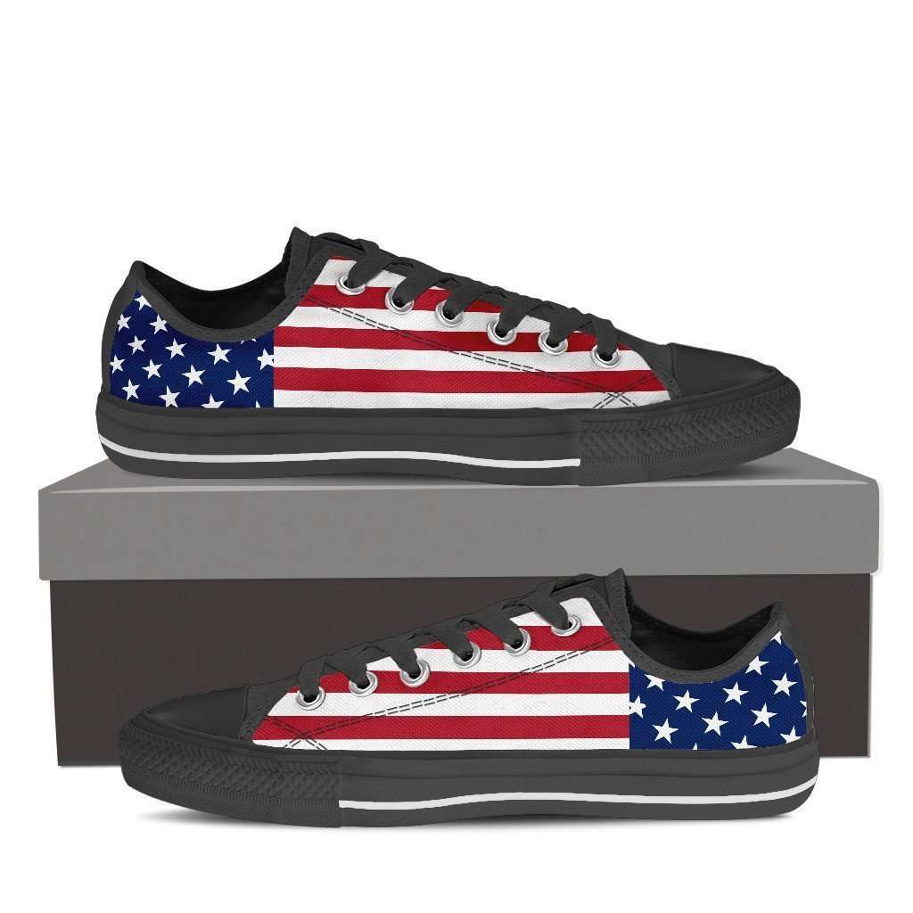 Designs by MyUtopia Shout Out:4th of July Low Top Canvas Sneakers - Black Soles,Ladies / Ladies 6 (EU36),Lowtop Shoes