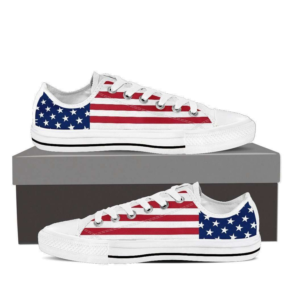 Designs by MyUtopia Shout Out:4th of July Low Top Canvas Sneakers Red/White/Blue,Ladies / Ladies 6 (EU36) / Red/White/Blue,Lowtop Shoes