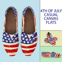 Load image into Gallery viewer, Designs by MyUtopia Shout Out:4th of July Old Glory Flag Casual Canvas Slip on Shoes Women&#39;s Flats
