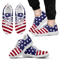 Load image into Gallery viewer, Designs by MyUtopia Shout Out:4th of July U.S. Flag Running Shoes,Mens 5 (EU38) / Red/White/Blue,Running Shoes
