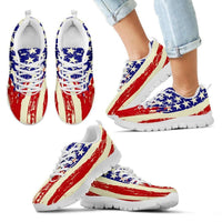 Load image into Gallery viewer, Designs by MyUtopia Shout Out:4th of July Waving U.S. Flag Running Shoes (D),Kids Sneakers / 11 CHILD (EU28),Running Shoes

