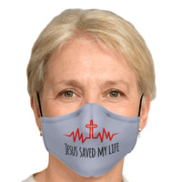 Load image into Gallery viewer, Jesus Saved My Life Reusable Face Mask Adjustable Elastic Ear Loops

