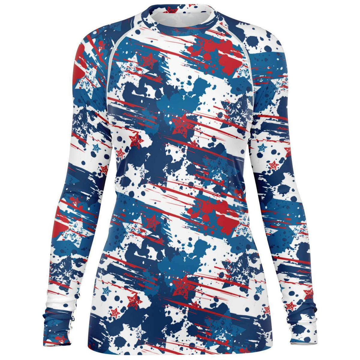 Red White And Blue Pattern Rash Guard Top
