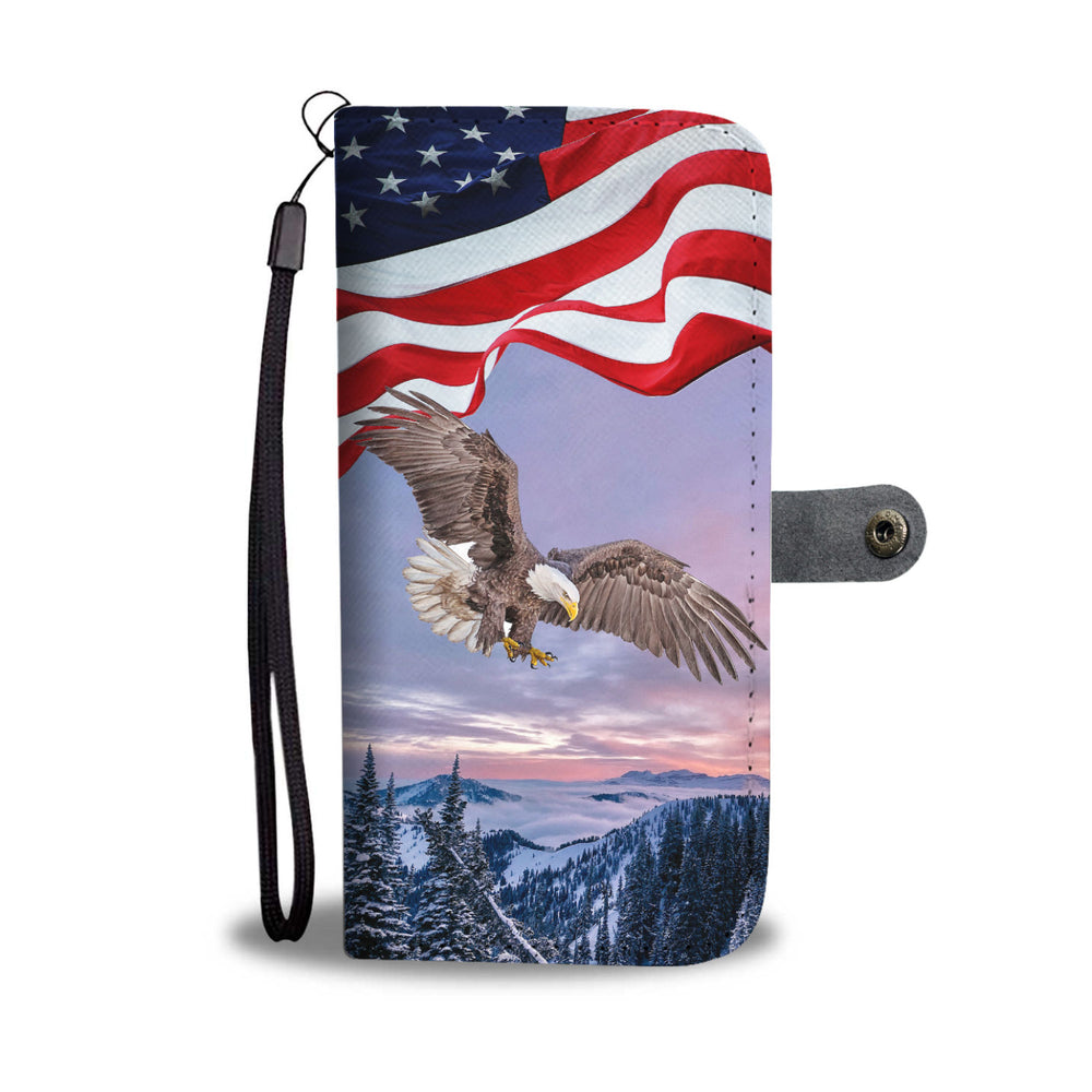 Eagle Flag Mountains Patriotic Smartphone Wallet Case