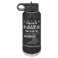 Load image into Gallery viewer, Proud Air Force Wife, I Married My Hero, Engraved  32 oz Polar Camel Water Bottle

