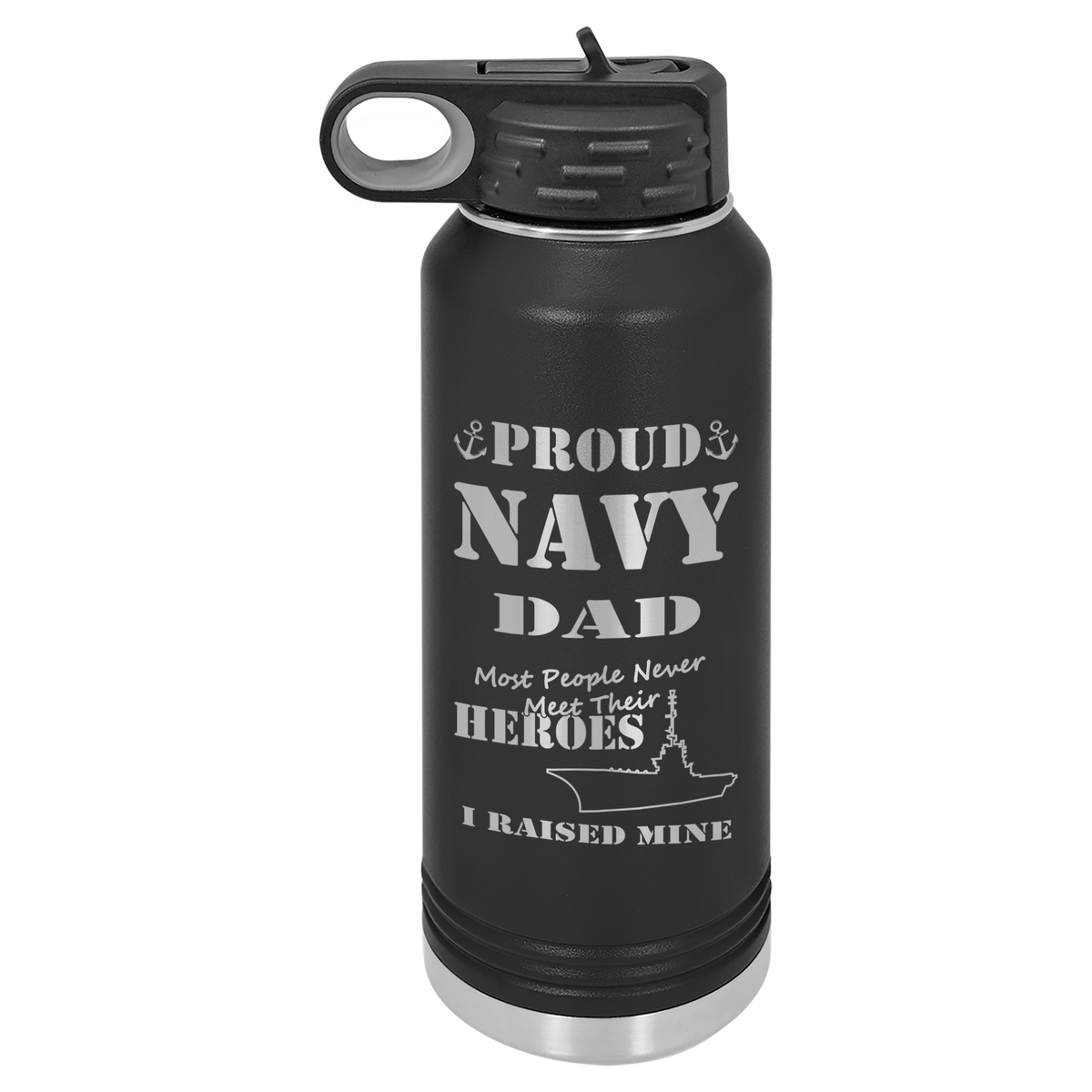 Proud Navy Dad, I Raised My Hero, Custom Engraved 32 oz Polar Camel Water Bottle