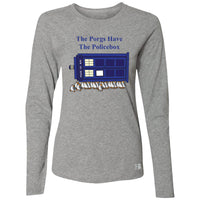 Load image into Gallery viewer, The Porgs have the Police Box Ladies Long Sleeve T-Shirt
