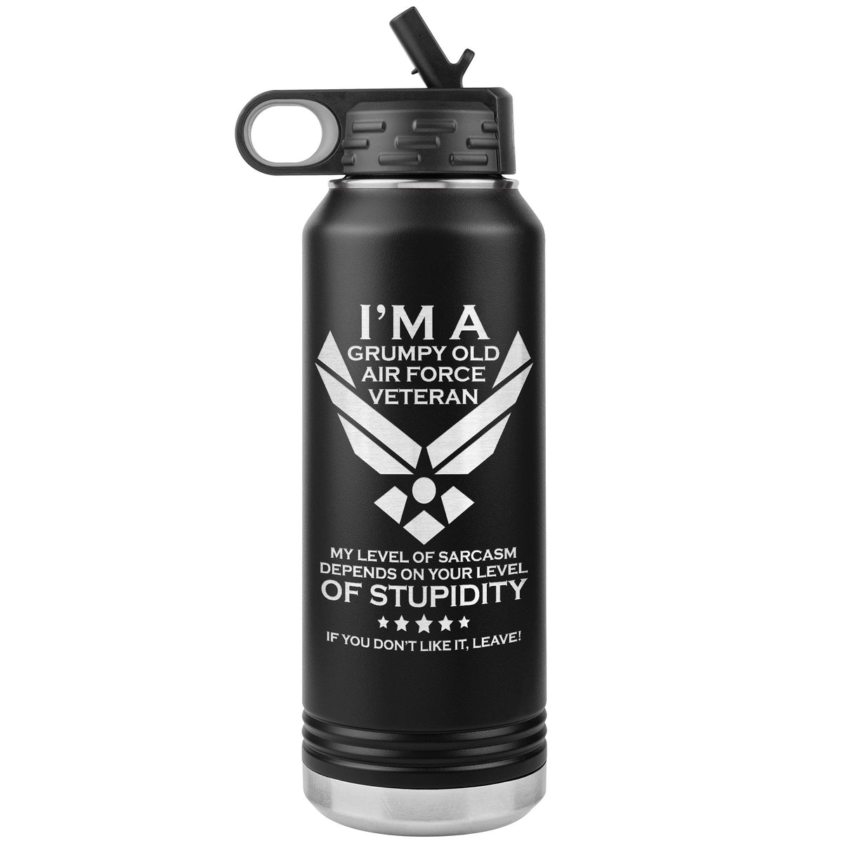 I'm a Grumpy Airforce Veteran Engraved Water Bottle