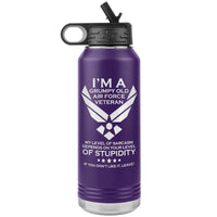 Load image into Gallery viewer, I&#39;m a Grumpy Airforce Veteran Engraved Water Bottle
