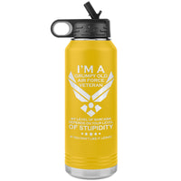 Load image into Gallery viewer, I&#39;m a Grumpy Airforce Veteran Engraved Water Bottle
