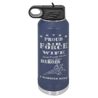 Load image into Gallery viewer, Proud Air Force Wife, I Married My Hero, Engraved  32 oz Polar Camel Water Bottle
