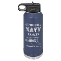 Load image into Gallery viewer, Proud Navy Dad, I Raised My Hero, Custom Engraved 32 oz Polar Camel Water Bottle

