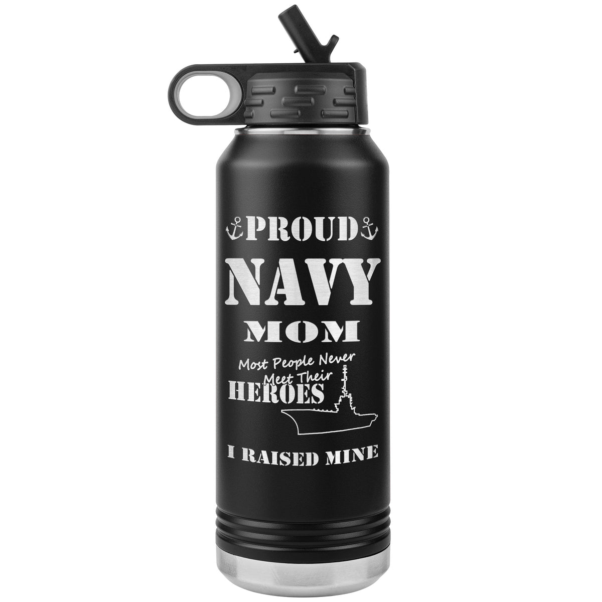 Proud Navy Mom Stainless Steel Engraved 32oz Polar Camel Water Bottle