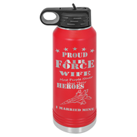 Load image into Gallery viewer, Proud Air Force Wife, I Married My Hero, Engraved  32 oz Polar Camel Water Bottle
